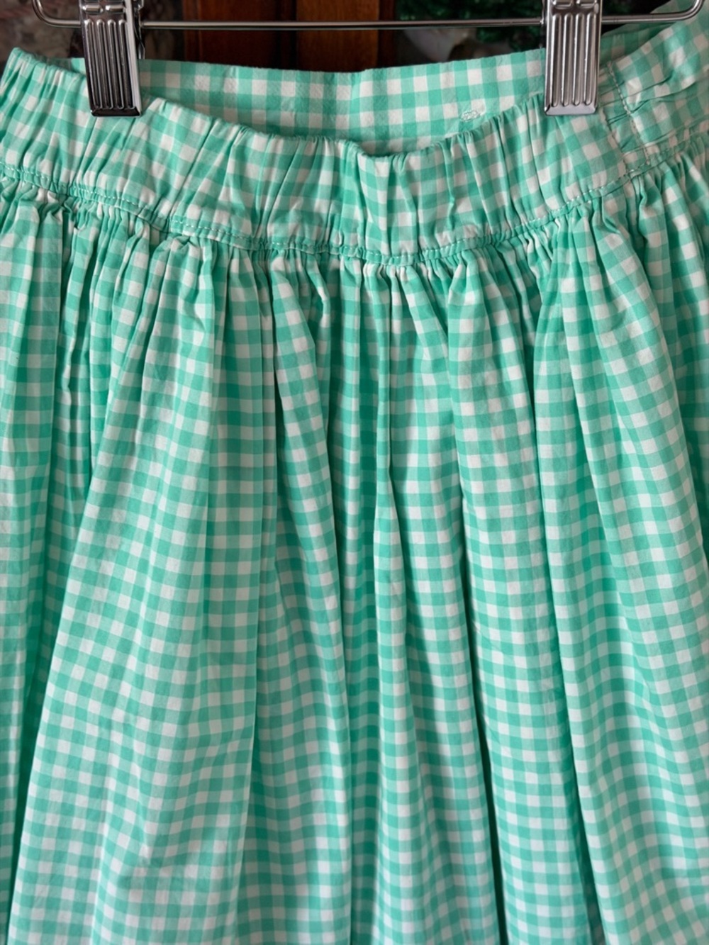 NWT’s Carter's Teal aqua Gingham fully lined Girls Circle Skirt with Waist Bow - Picture 7 of 10